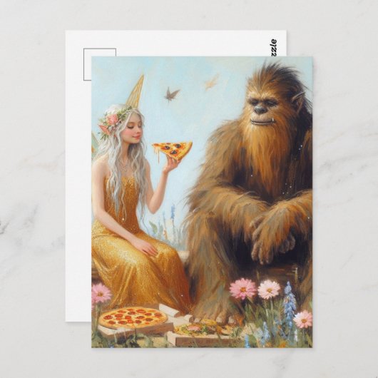 Sasquatch en de Fairy Pizza datum Briefkaart (Voorkant / Achterkant)