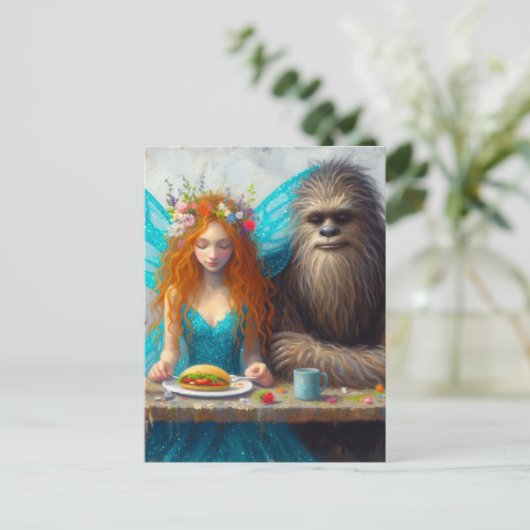 Sasquatch en de feeënpicknick briefkaart (Staand voorkant)