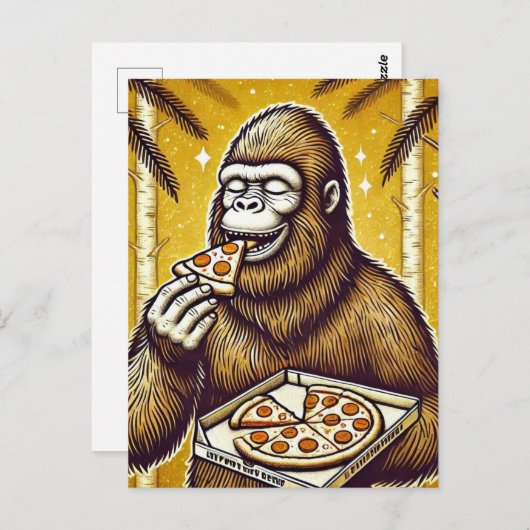 Sasquatch en de pizza briefkaart (Voorkant / Achterkant)