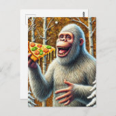 Sasquatch en de pizza in een berkenbos briefkaart (Voorkant / Achterkant)