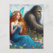 Sasquatch en een fee op een picknick briefkaart (Voorkant)