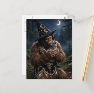 Sasquatch en haar katje briefkaart
