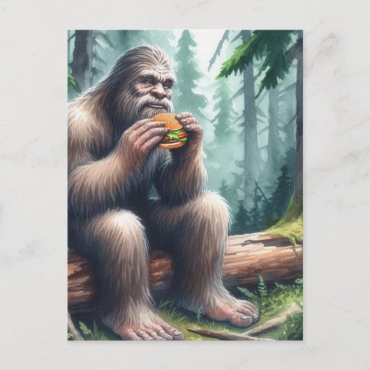 Sasquatch en het bos van de Cheesburger Waterverf Briefkaart (Voorkant)