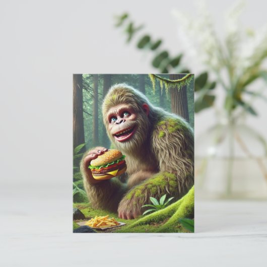 Sasquatch en het Cheesburger en Fries Woud Briefkaart (Staand voorkant)