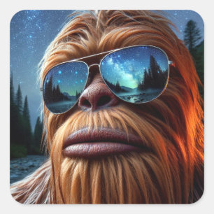Sasquatch en sterren vierkante sticker