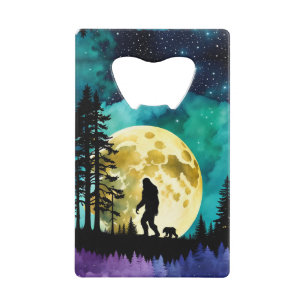 Sasquatch en zijn huisdier Beer Volle Maan Creditkaart Flessenopener