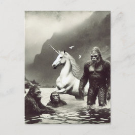 Sasquatch familie en een eenhoorn briefkaart