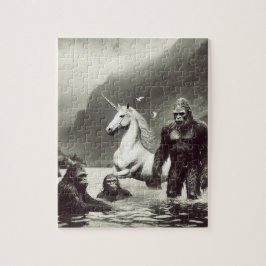Sasquatch familie en een eenhoorn legpuzzel