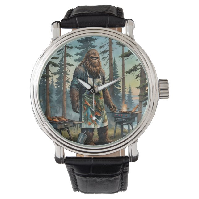 Sasquatch Fish Grillmaster Pap Horloge (Voorkant)