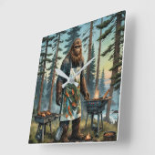 Sasquatch Fish Grillmaster Pap Vierkante Klok (Hoek)