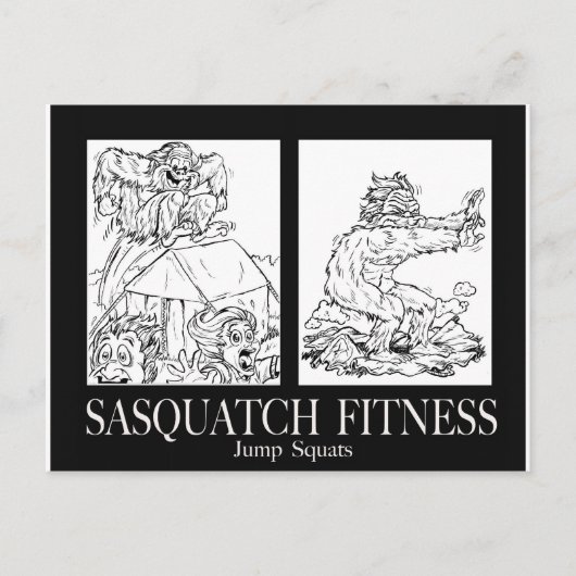 Sasquatch Fitness Series Pic #1 JUMP SQUATS Briefkaart (Voorkant)