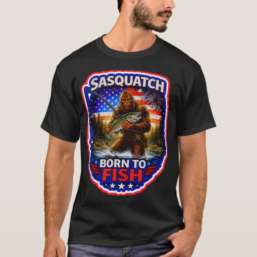 Sasquatch Gaat Vissen T-shirt (Voorkant)
