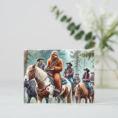 Sasquatch geniet van een groepsreis briefkaart (Staand voorkant)
