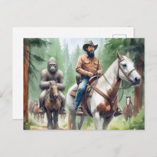 Sasquatch geniet van een wandeltocht briefkaart (Voorkant / Achterkant)