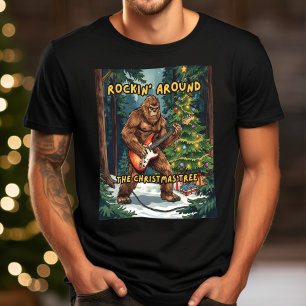 Sasquatch Gitaar Rockin' Rond Kerstboom T-shirt