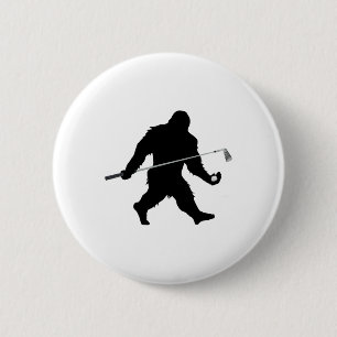 Sasquatch-golfclub en -bal Funny golfer cadeau-ide Ronde Button 5,7 Cm