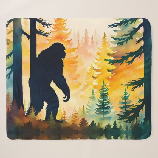 Sasquatch Herfst Landschap Sunset Fleece Deken (Voorkant (horizontaal))