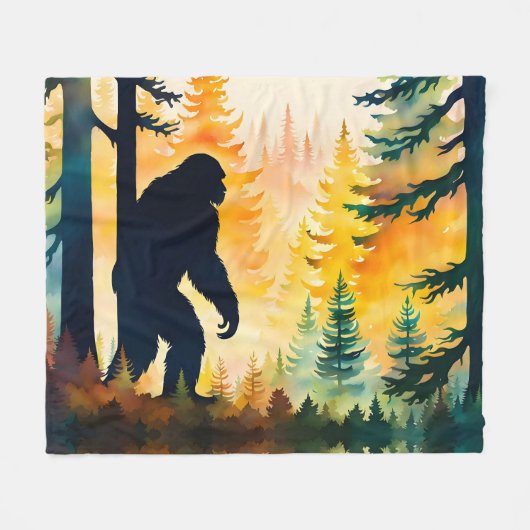 Sasquatch Herfst Landschap Sunset Fleece Deken (Voorkant (Horizontaal))