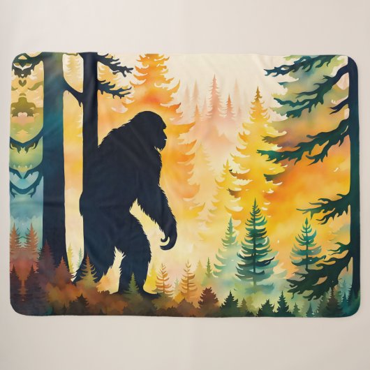 Sasquatch Herfst Landschap Sunset Fleece Deken (Voorkant (horizontaal))