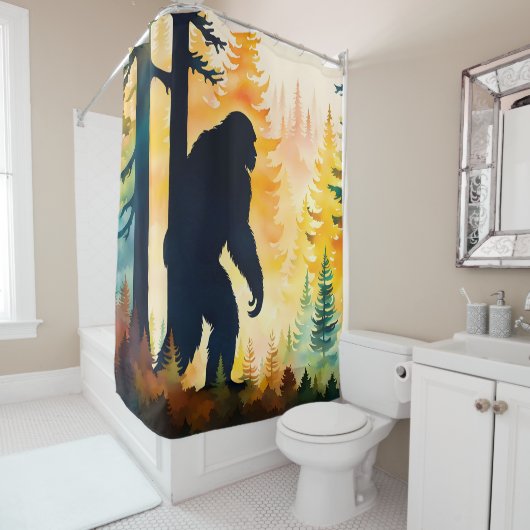 Sasquatch herfstlandschap zonsondergang douchegordijn (In situ)