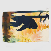 Sasquatch herfstlandschap zonsondergang golfhanddoek (Horizontaal)
