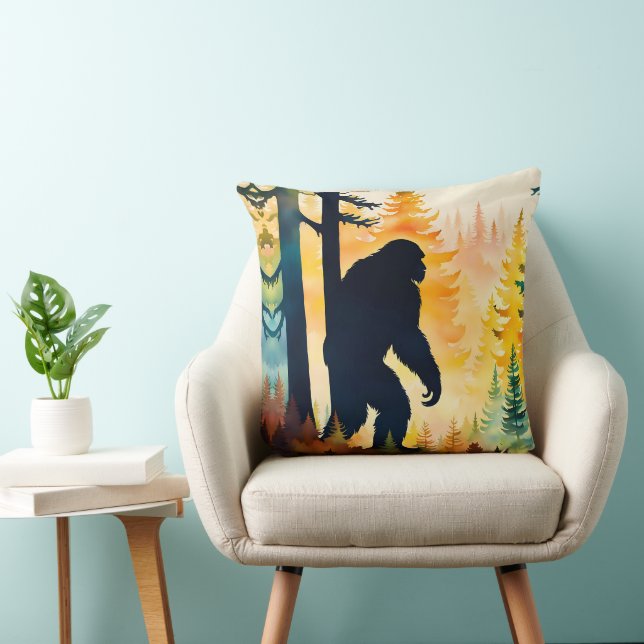 Sasquatch herfstlandschap zonsondergang kussen (Stoel)