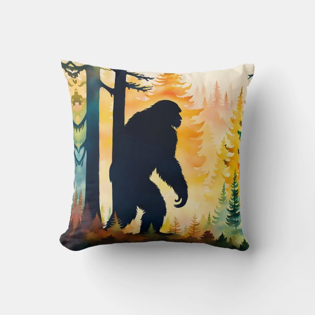 Sasquatch herfstlandschap zonsondergang kussen (Voorkant)