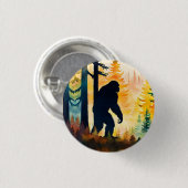 Sasquatch herfstlandschap zonsondergang ronde button 3,2 cm (Voorkant /achterkant)