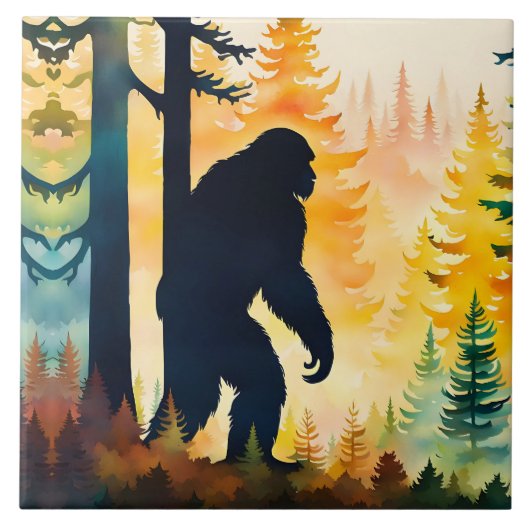 Sasquatch herfstlandschap zonsondergang tegeltje (Voorkant)