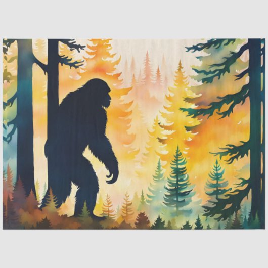 Sasquatch herfstlandschap zonsondergang tissuepapier (Voorkant)