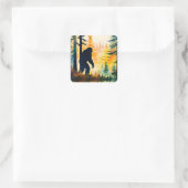 Sasquatch herfstlandschap zonsondergang vierkante sticker (Tas)