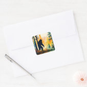 Sasquatch herfstlandschap zonsondergang vierkante sticker (Envelop)