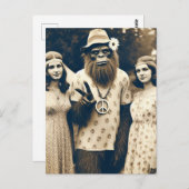 Sasquatch Hippie Sepia met twee vrouwen Briefkaart (Voorkant / Achterkant)