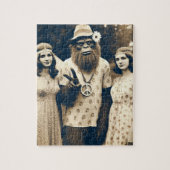 Sasquatch Hippie Sepia met twee vrouwen Legpuzzel (Verticaal)