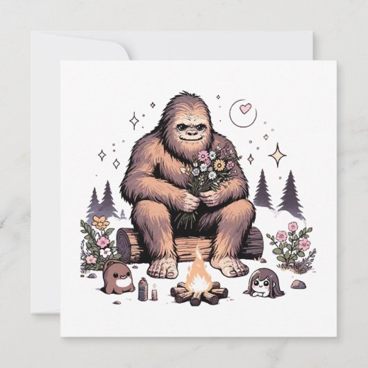 Sasquatch Holding Bloemen Kaart (Achterkant)