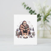 Sasquatch Holding Bloemen RSVP Kaartje (Staand voorkant)