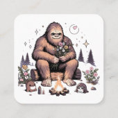 Sasquatch Holding Bloemen Vierkante Visitekaartje (Achterkant)