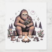 Sasquatch Holding Bloemen Wijn Etiket (Enkel label)