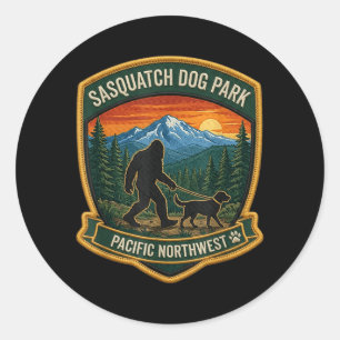 Sasquatch-hondenpark Pacific Northwest Bigfoot-man Ronde Sticker