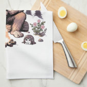 Sasquatch houdt bloemen vast theedoek (Quarter Fold)