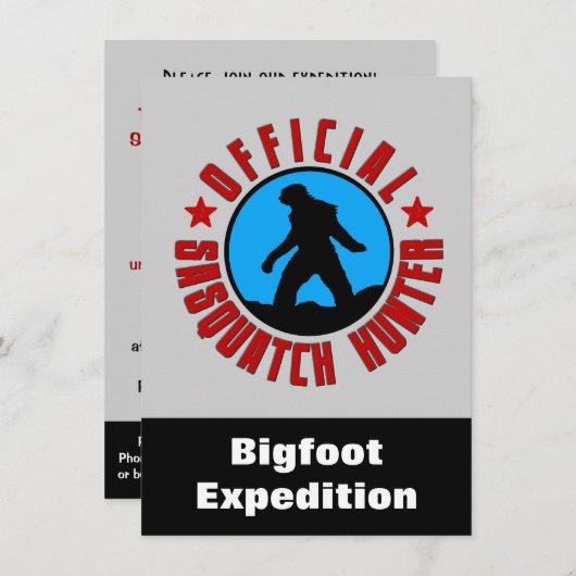 Sasquatch Hunter Funny Invitation to find Bigfoot Kaart (Voorkant / Achterkant)