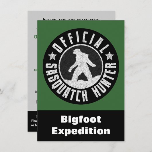 Sasquatch Hunter Funny Invitation to find Bigfoot Kaart (Voorkant / Achterkant)