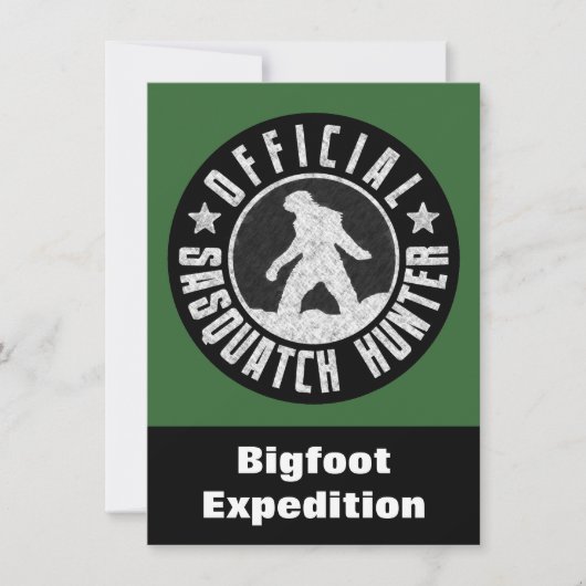 Sasquatch Hunter Funny Invitation to find Bigfoot Kaart (Voorkant)