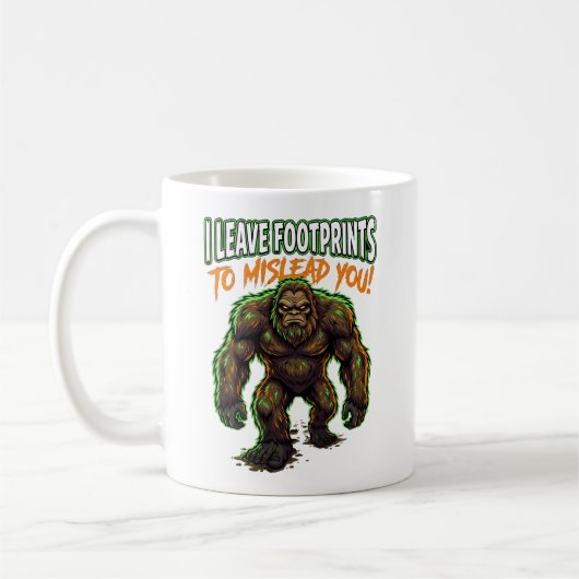 Sasquatch I Leave Footprints Funny Cryptid Humor Koffiemok (Links)
