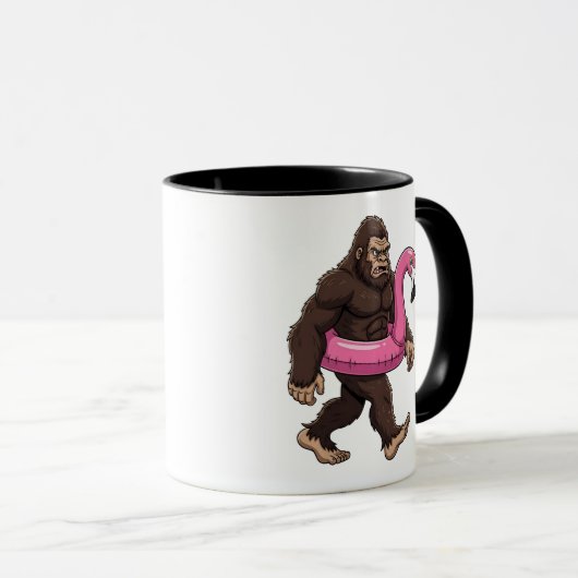 Sasquatch in a Flamingo Float Funny Cryptid Summer Mok (Voorkant rechts)