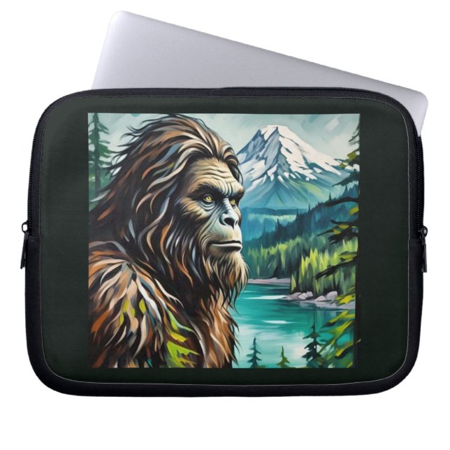 Sasquatch in de bergen laptop sleeve (Voorkant)