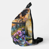 Sasquatch in de bloemrijke bergvallei sling bag (Rechterhoek)