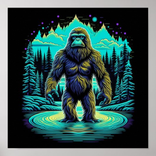 Sasquatch in de Bossen Ai Art Poster (Voorkant)