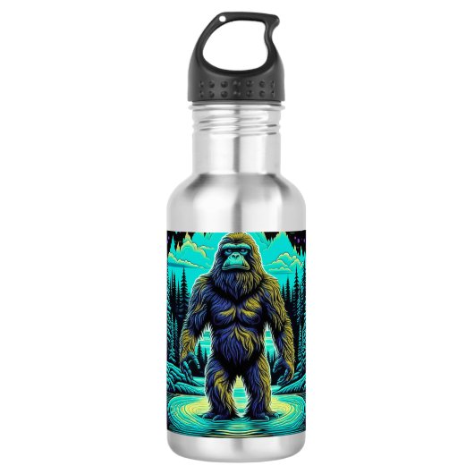 Sasquatch in de Bossen Ai Art Waterfles (Voorkant)