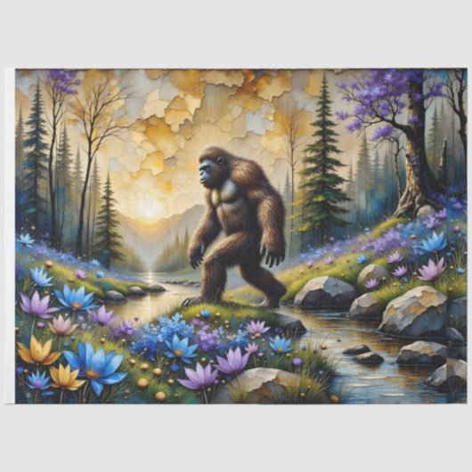 Sasquatch in de vallei van Floral Mountain Tissuepapier (Voorkant)